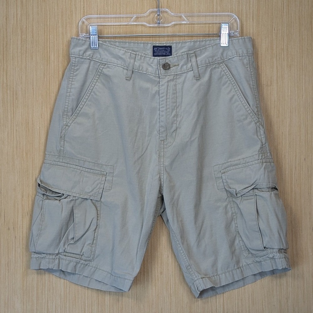 Levis Mens Cargo Shorts Khaki Tan Cotton 30 Utility Outdoors Gorpcore Streetwear